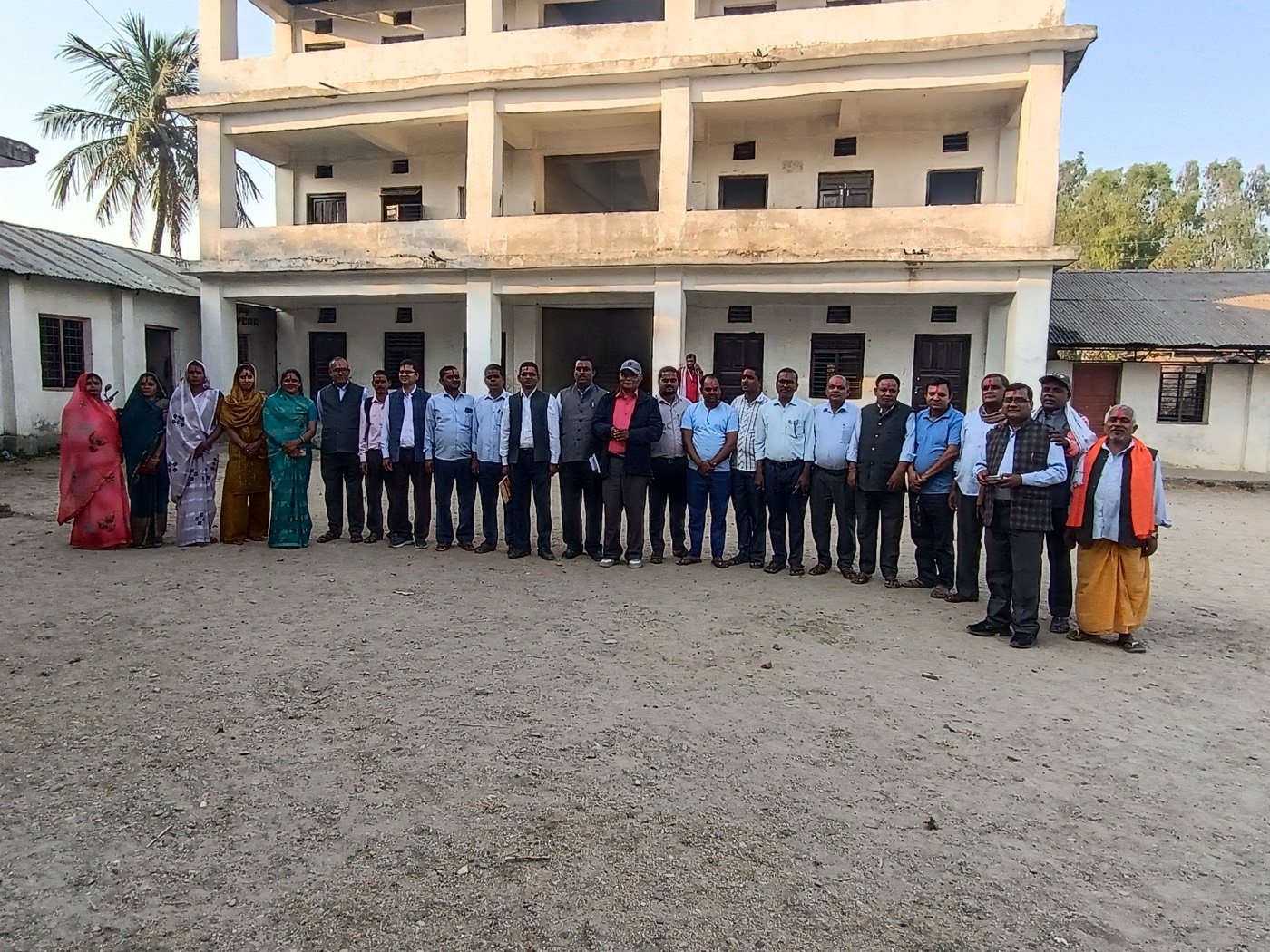 School building with staff group
