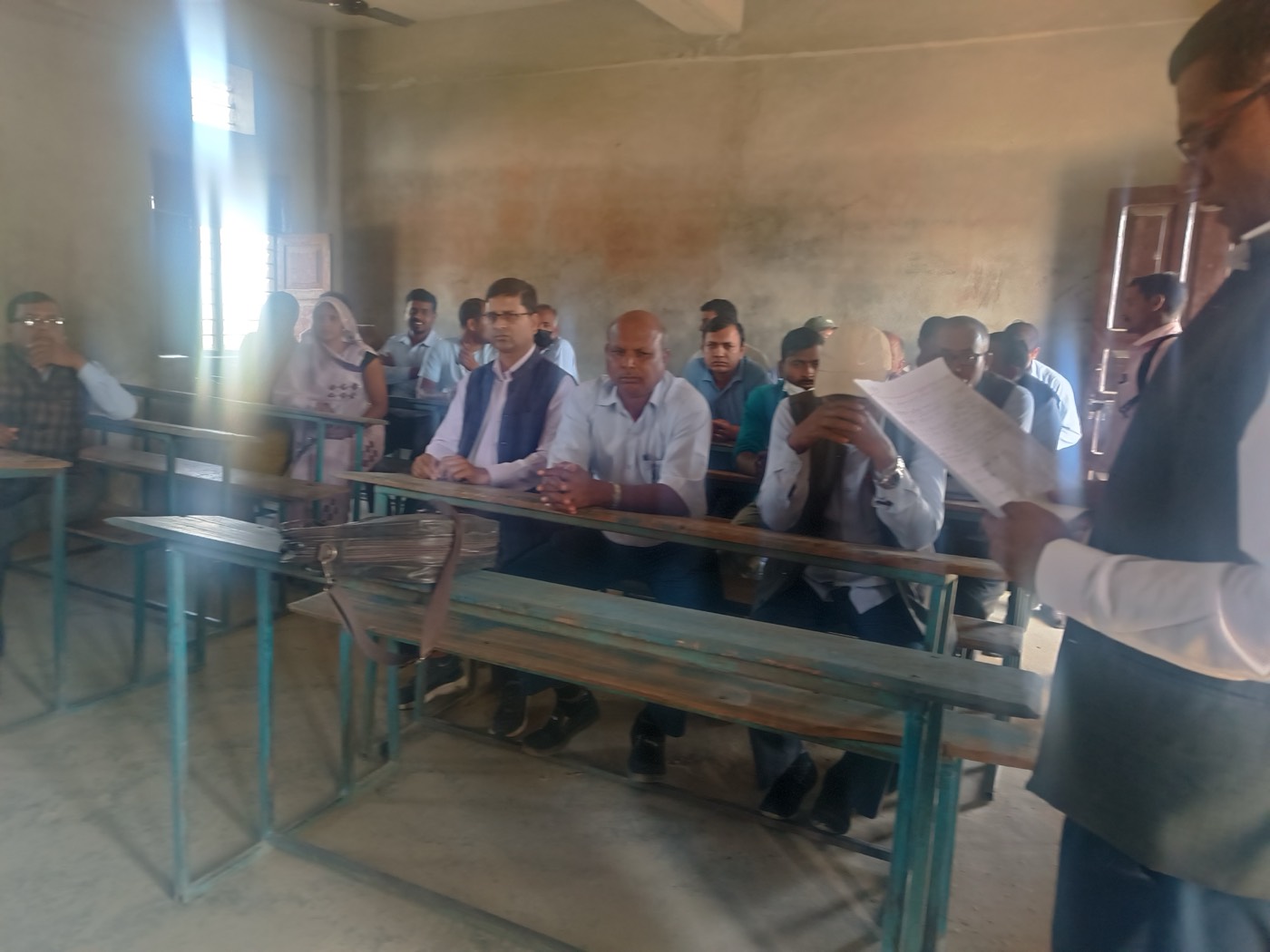 Teachers and staff of Shree Basic School in a meeting